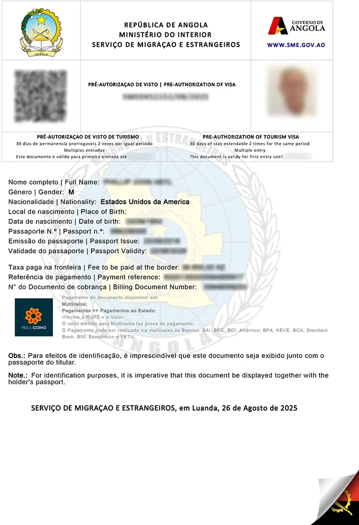 The Pre-visa for Angola