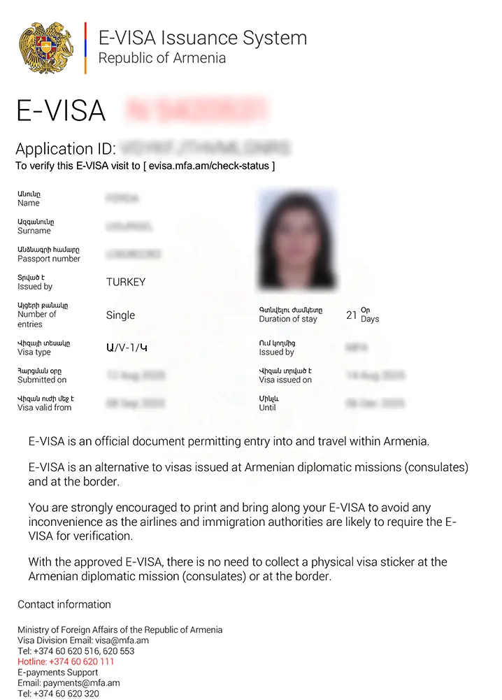 The eVisa for Armenia