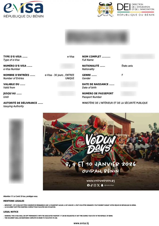 The eVisa for Benín