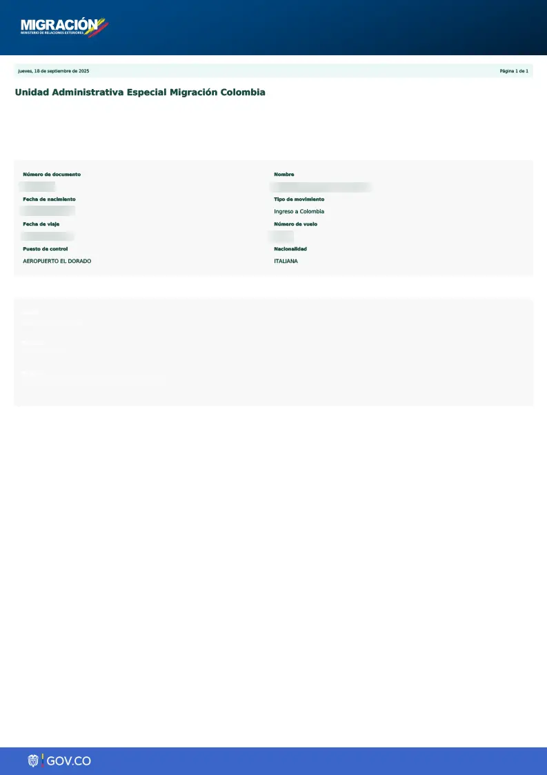 The CheckMig for Colombia