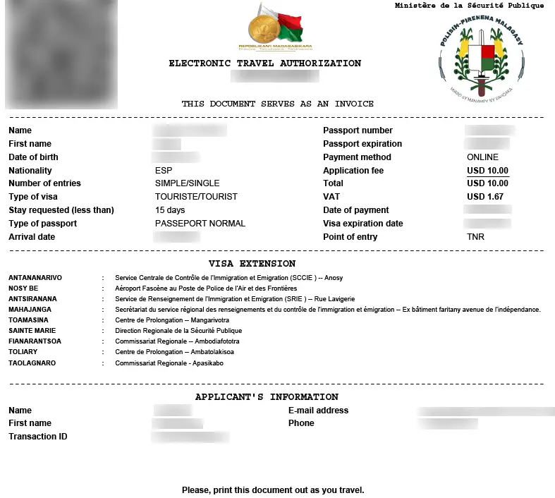 The eVisa for Madagascar